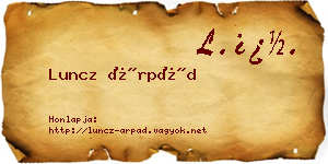 Luncz Árpád névjegykártya
