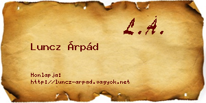 Luncz Árpád névjegykártya
